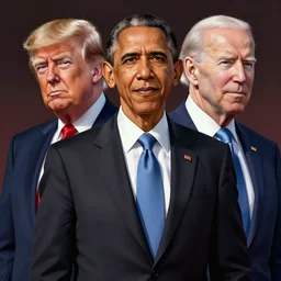 : obama trump and biden as anime cartoon character design dragonball z