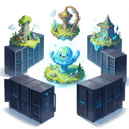 photo cartoon illustration comic manga painting of datacenter environement : 6 fantasy environement, digital painting, volumetric lighting by feng zhu, 3 d alejandro alvarez alena aenami artworks in 4 k beeple, by thomas kinkade hearstone league of legends dofus overwatch