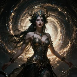 goddess of the gods, magical, dark, stunning, spiral, surrounding cinematic light, hyper detailed, ornate, intricate, 4 k cinematic octane render, mind - blowing