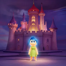 peach's castle, movie still from inside out, high contrast, rembrandt lighting, hyperion render, ray - tracing, disney pixar, trending on artstation, 4 k