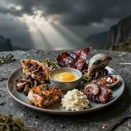a beautifully photographed meal of strange and disturbing alien foods