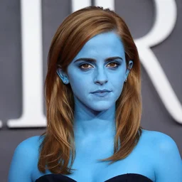 Emma Watson with entirely blue skin