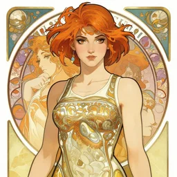 mei from overwatch wearing a tanktop, intricate illustration by krenz cushart, alphonse mucha, artgerm, trending on artstation