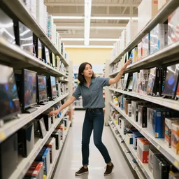 me knocking everything off the shelves in the walmart electronics section