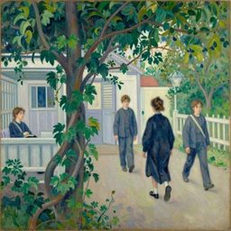 vintage beautiful painting of vines growing in a sanatorium chasing innocent scares patients in Mary Cassatt style
