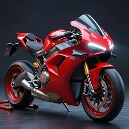 a futuristic motorbike, red, high detail, cinematic light, anime