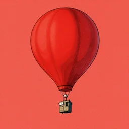 red weatherballoon, drawn by jean giraud and moebius, red tones, flat colors