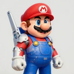portrait of super mario!! wearing cybernetic power armor. intricate painting by ross tran, foujita, tsuguharu, mario color scheme