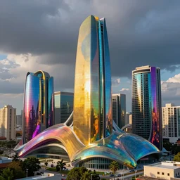 City of Pristine Colors, colorful, iridescent colors, architecture by Zaha Hadid, painted by Eytan Zana