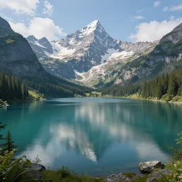 calm mountain lake, digital art, concept art, fantasy art, highly detailed, hd wallpaper, hdr, artstation, deviantart, behance