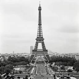 A view of Paris from the Eiffel Tower, nineteen's century, black and white