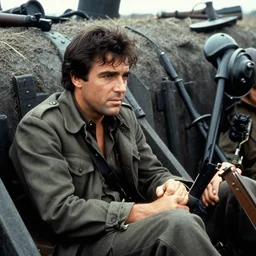 ww1 photo of alberto sosa from Scarface (1983), trenches, grainy, low res