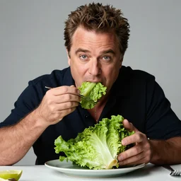 guy fieri eating a head of lettuce, high quality by artgerm
