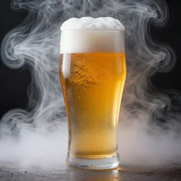 a beer pint surrounded by white smoke by rob gonsalves. masterpiece. hq. centered. in - frame