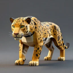 a 3d low poly jaguar, realistic, unreal engine, octane render, cycles render