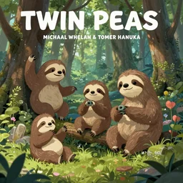 Twin Peaks poster artwork by Michael Whelan and Tomer Hanuka, Rendering of several cute sloths playing in a fairytale forest, by Makoto Shinkai and thomas kinkade, Matte painting, trending on artstation and unreal engine