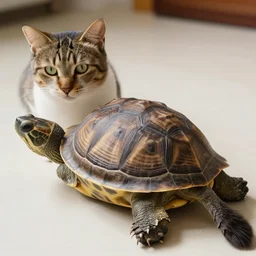 A photo of a cat with a turtle shell