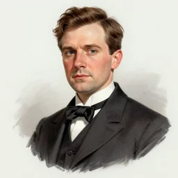 “James Macvoy portrait, color vintage magazine illustration 1950”