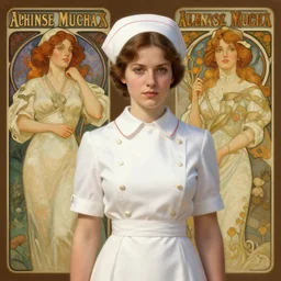 hyperrealist portrait of a ww 2 female nurse by jeremy mann and alphonse mucha, fantasy art, photo realistic, dynamic lighting, artstation, poster, volumetric lighting, very detailed faces, 4 k, award winning