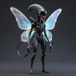 a shiny black hr geiger ridley scott xenomorph fairy princess by jermaine rogers, trending on artstation
