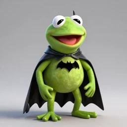 Kermit thr frog dressed as batman. Photo realistic 8k
