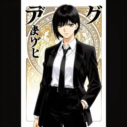 professionally drawn shoujo mature cyberpunk detective horror romance manga comic cover full color, beautifully drawn coherent professional, drawn by ilya kuvshinov, ilya kuvshinov, alphonse mucha and tsutomu nihei. japanese script kanji hiragana on the cover. simplistic minimalist stylized cover art.