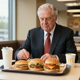 Senator Armstrong orders food at a McDonalds, candid photography