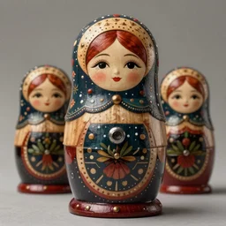a rustic matryoshka wearing futuristic clothes, detailed face, redhead, by greg rutkowski, mandy jurgens