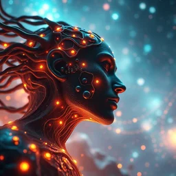 letting go of reality and experiencing the quantum feild, comic book art, cinematic, highly detailed, realistic, beautiful cosmic neural network, octane render, unreal engine, depth of field
