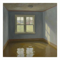 painting of the inside of a flooded house, by Andrew Wyeth