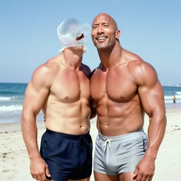 a 1940s photograph of Dwayne Johnson having a lovely day at the beach