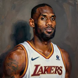 a painting of lebron james in the style of rene magritte