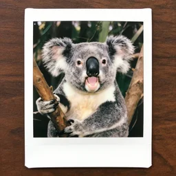 polaroid of koala furry yelling