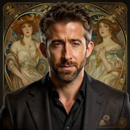 portrait of ryan reynolds, d & d, wet, shiny, fantasy, intricate, elegant, hyper detailed, ultra definition, photoreal, artstation, unreal engine rendered, concept art, smooth, sharp focus, illustration, art by artgerm and greg rutkowski and alphonse mucha and garis edelweiss