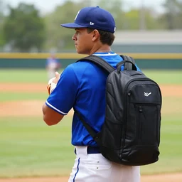 Dray mondgreen playing baseball with a backpack on