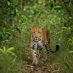 A Leopard hunting in the jungle, Canon EOS R3, f/1.4, ISO 200, 1/160s, 8K, RAW, unedited, symmetrical balance, in-frame,