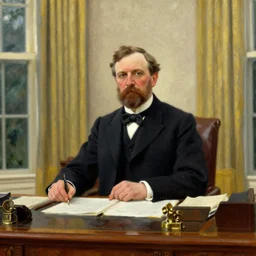 upper body portrait, united states president, 1 9 2 0's, oval office, resolute desk, a oil on canvas by sydney prior hall