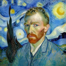 david lynch portrait, in van gogh style, matte painting