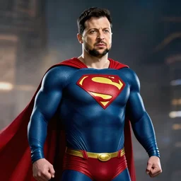 zelensky fused with superman, ultra realistic 4 k unreal engine very cinematic render with ray tracing bloom ambient occlusion strong reflections