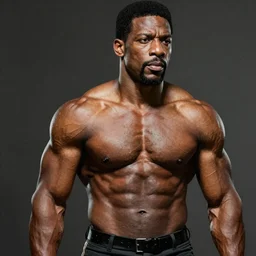 marvin gaye with a physique of a body builder, hyper realistic, ultra detailed, cinematic, dynamic lighting, photorealistic, refined, intricate, digital art, digital painting, masterpiece, 8k,