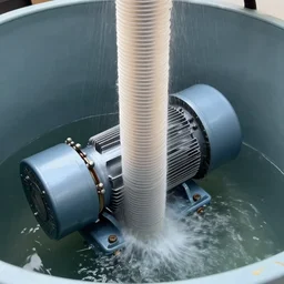 a type of vertical elice that moves a centrifugal pump to fill a container with air to be able to make a computer made of tubes, there is no screen, realistic