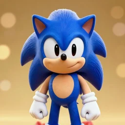 An extremely wholesome studio portrait of a happy Sonic the Hedgehog, bokeh, 90mm, f/1.4