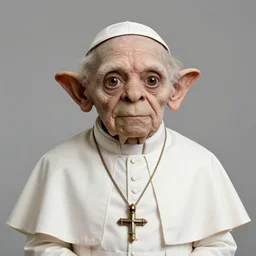 a portrait of gollum after he's been accepted as the new pope. 8 5 mm lens, f 1. 8
