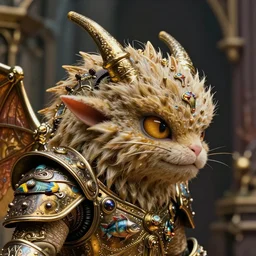 closeup profile face portrait of tin toy fuzzy kaiju moth dragons wearing armour, nicoletta ceccoli, mark ryden, lostfish, hyung tae, frank frazetta, depth of field, detailed and intricate gothic environment, 8 k resolution, hyperrealistic, octane render