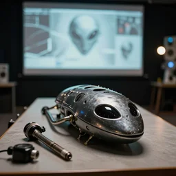 high quality presentation photo of roswell alienautopsy, photography 4k f1.8 anamorphic bokeh 4k Canon Nikon