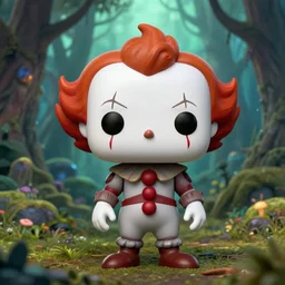 Funko pop of pennywise in a fantasy forest, trending on artstation, HDR