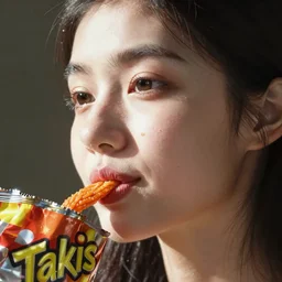 closeup headshot photo of the person who loves Takis and eats too much Takis