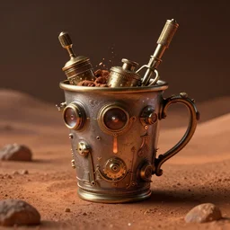 steampunk a cup on mars, octane render, mystical, by wolp and artgerm, midsommar 4 k