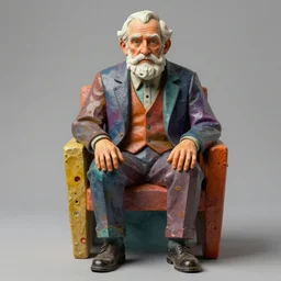 a 3 d model of an old man by john hoyland, surreal, overblown vibrant colors, masterpiece, featured on pixiv, octane renderer, trending on pinterest