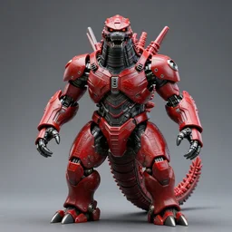 mechagodzilla red black colour scheme, highly detailed, socialist realism